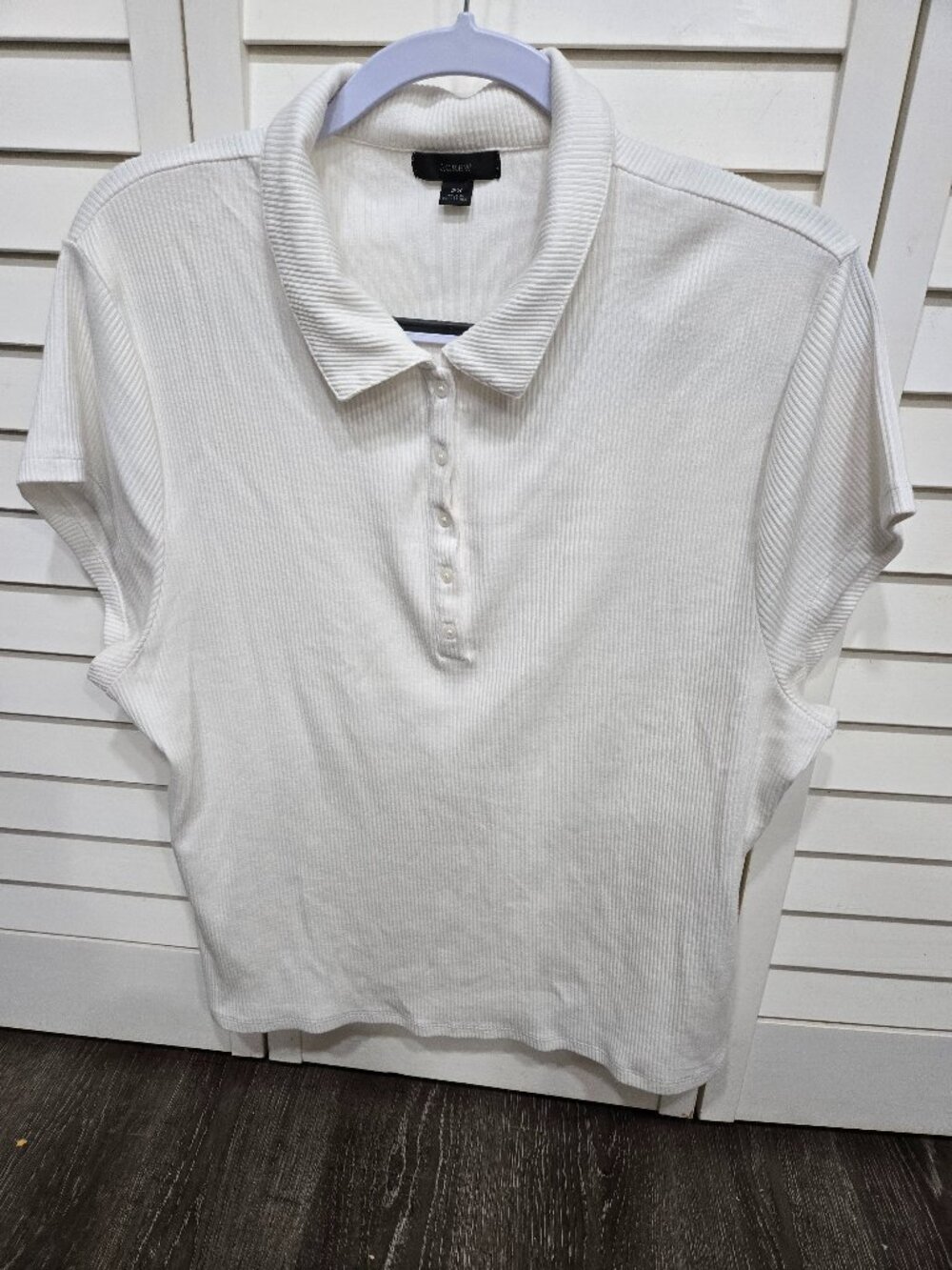 J crew top Ivory/white 2X Knit short sleeve